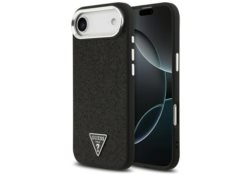 Étui Guess Glitter Triangle Logo MagSafe pour iPhone Air noir GUHMP17MPFGTSCMK