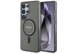 Étui Guess Glitter Circle Classic Logo   MagSafe pour Samsung Galaxy S25 Ultra noir GUHMS25LHFGEREK