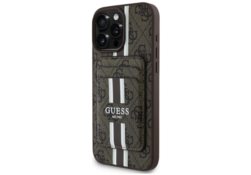 Étui Guess 4G Stripes z portfelem        Magsafe pour iPhone 16 Pro Max marron GUBPHCP16XP4RPSW