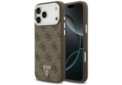 Étui Guess 4G Triangle Logo MagSafe pour   iPhone 17 Pro Max marron argenté GUHMP17XP4TSRCMW