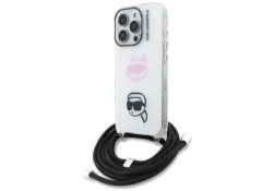 Étui Karl Lagerfeld IML Crossbody        Karl&Choupette Head pour iPhone 16 Pro Max blanc KLHCP16XHCDHGFBH