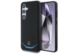 Étui Mercedes Leather Contrasted Blue    Horizontal Curve MagSafe pour Samsung Galaxy S25 noir MEHMS25S24RBIBK