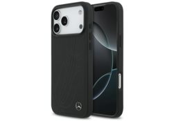 Étui Mercedes Leather Large Laurel Leave MagSafe pour iPhone 17 Pro Max noir MEHMP17X25ROOLK