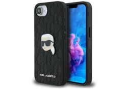 Étui Karl Lagerfeld Monogram Karl Head   Pin pour iPhone 16e / 17e noir KLHCPSE4PGKLKIPK