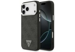 Étui Guess 4G Triangle Logo MagSafe pour   iPhone 17 Pro Max noir argenté GUHMP17XP4TSRCMK