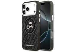 Étui Karl Lagerfeld IML Glitter Karl &   Choupette Heads Logo MagSafe pour iPhone 17 Pro Max noir KLHMP17XHMKBKCHOK