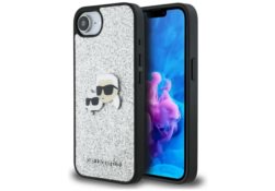 Étui Karl Lagerfeld Fixed Glitter Ikonik Metal Pin pour iPhone 16e / 17e argenté KLHCPSE4PFGKCPS