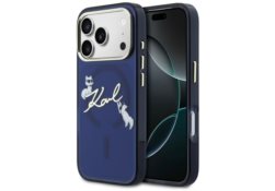 Étui Karl Lagerfeld IML Choupettes Karl  Script Logo MagSafe pour iPhone 17 Pro Max bleu KLHMP17X5HKSCAB