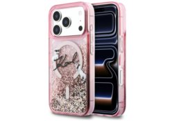 Étui Karl Lagerfeld Liquid Glitter Karl  Script Logo MagSafe pour iPhone 17 Pro rose KLHMP17L6LKSCAMP