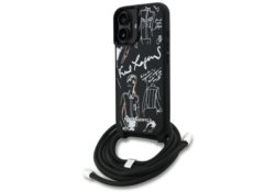 Étui Karl Lagerfeld Crossbody Grained    Pattern & Logo pour iPhone 16 noir KLHCP16SPGGRMPCK