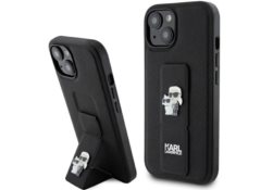 Karl Lagerfeld KLHCP15SGSAKCPK iPhone 15 / 14 / 13 6.1"" noir/black hardcase Gripstand Saffiano Karl&Choupette Pins KLHCP15SGSAKCPK