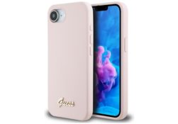 Étui Guess Silicone Script Metal Logo    MagSafe pour iPhone 16e / 17e rose GUHMPSE4SMBSLP