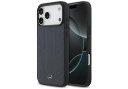 Étui Mercedes Leather Laurel Leaves      Stripes MagSafe pour iPhone 17 Pro Max bleu MEHMP17X25RLDLVB