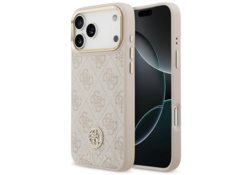 Étui Guess 4G Strass Logo MagSafe pour     iPhone 17 Pro Max rose GUHMP17XP4GRMDEP