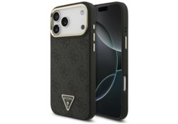 Étui Guess 4G Triangle Logo MagSafe pour   iPhone 17 Pro Max noir pourré GUHMP17XP4GTDGMK