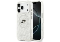 Étui Karl Lagerfeld IML Glitter Karl &   Choupette Heads Logo MagSafe pour iPhone 17 Pro Max gris KLHMP17XHMKBKCHOG