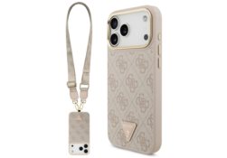 Étui Guess 4G Triangle Logo & Big Strap  Metal Buttons MagSafe pour iPhone 17 Pro Max rose GUHMP17XP4G4TCSP