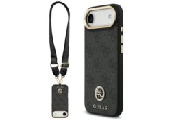 Étui Guess 4G Strass Logo & Big Strap    Metal Buttons MagSafe pour iPhone Air noir GUHMP17MP4G4DCSK