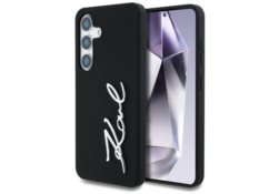 Étui Karl Lagerfeld Silicone Metal       Signature Logo pour Samsung Galaxy S25 noir KLHCS25SSCMSMVK