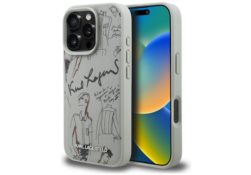 Étui Karl Lagerfeld Grained Pattern &    Logo MagSafe pour iPhone 16 Pro Max gris KLHMP16XPGGRMPKG