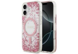 Étui Guess Resin Bottom Glitter MagSafe  pour iPhone 17 rose GUHMP17SRGRGEP