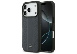 Étui Mercedes Leather Laurel Leaves      Stripes MagSafe pour iPhone 17 Pro bleu MEHMP17L25RLDLVB