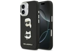Étui Karl Lagerfeld FW Grained Karl &    Choupette Heads Pins & Logo pour iPhone 17 noir KLHCP17SPSFDHPOK