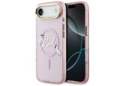 Étui Karl Lagerfeld IML Choupettes Karl  Script Logo MagSafe pour iPhone Air rose KLHMP17M5HKSCAP