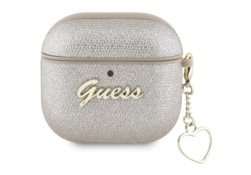 Étui Guess Metallic Script Charm pour      AirPods 4 pourré GUA4PGMCSD